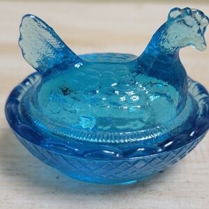 Blue Glass Hen Dish